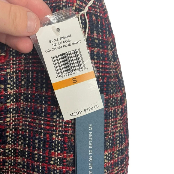 NWT Court & Rowe Tweed Belle Noel Plaid Mini Skirt in Red/Blue Size S - Picture 11 of 12